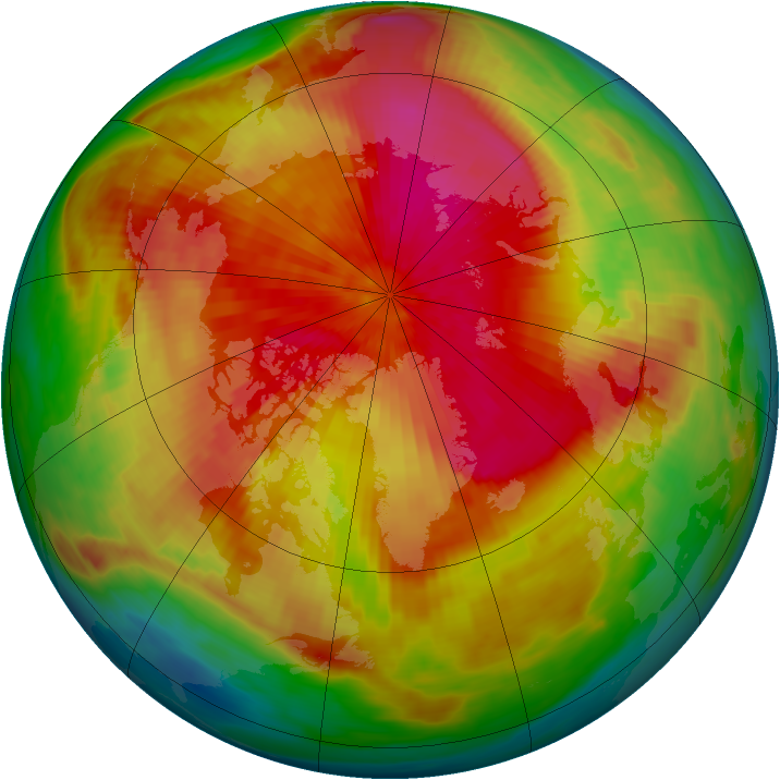 Arctic ozone map for 30 March 1985